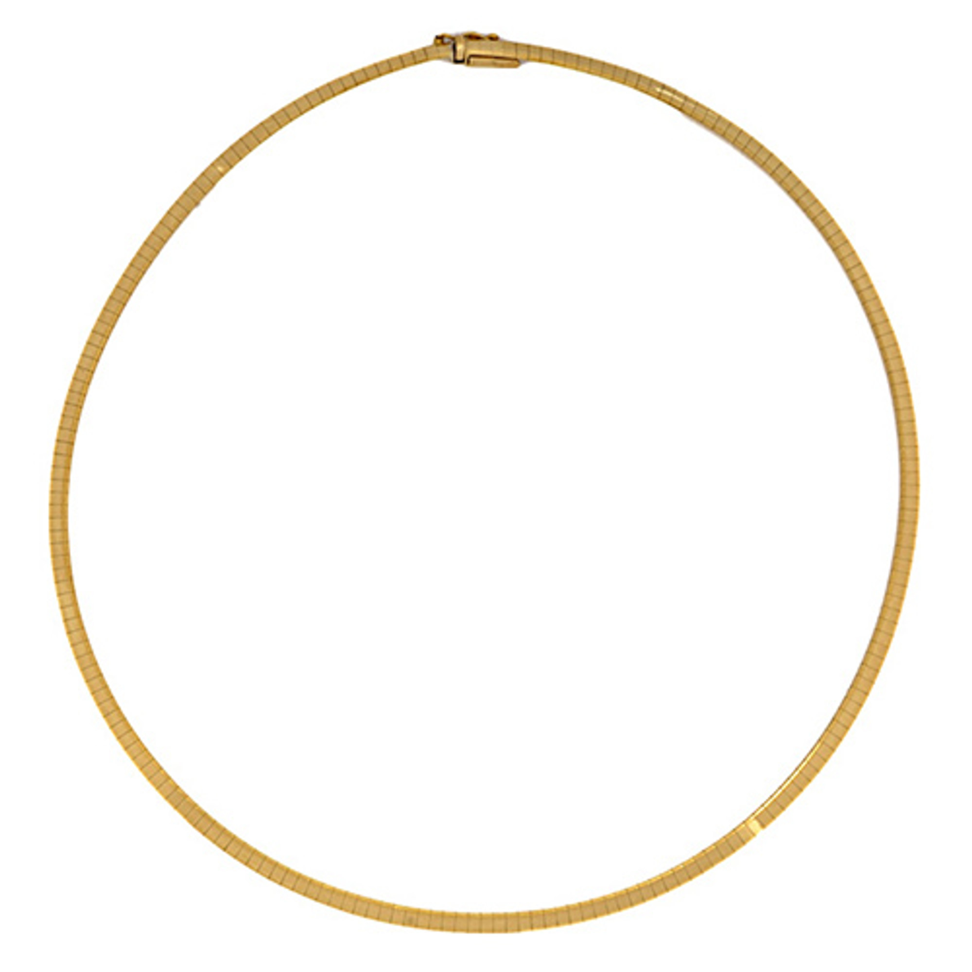 18k Yellow Gold 3mm Flat Omega Necklace 16 Inches | Sarraf.com