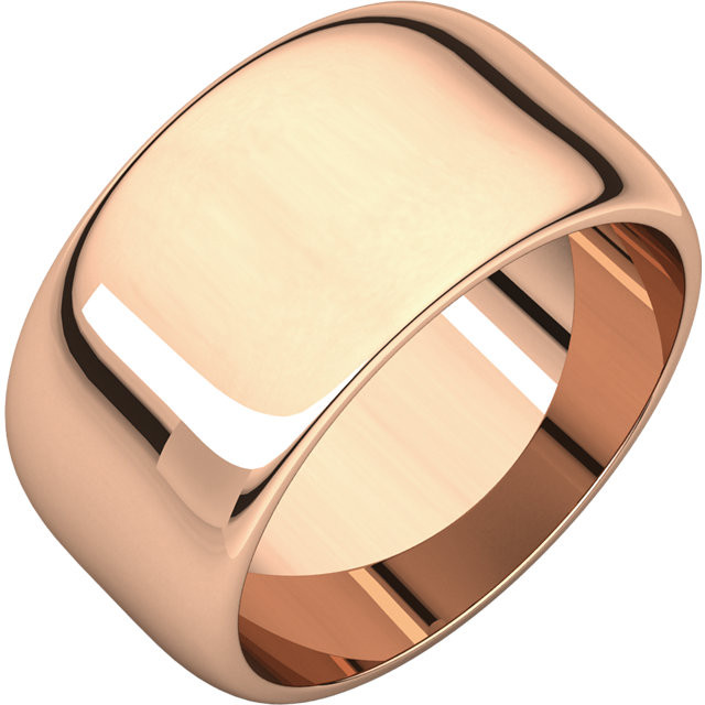 14k Rose Gold 10mm. High Polished Traditional Domed Wedding Band