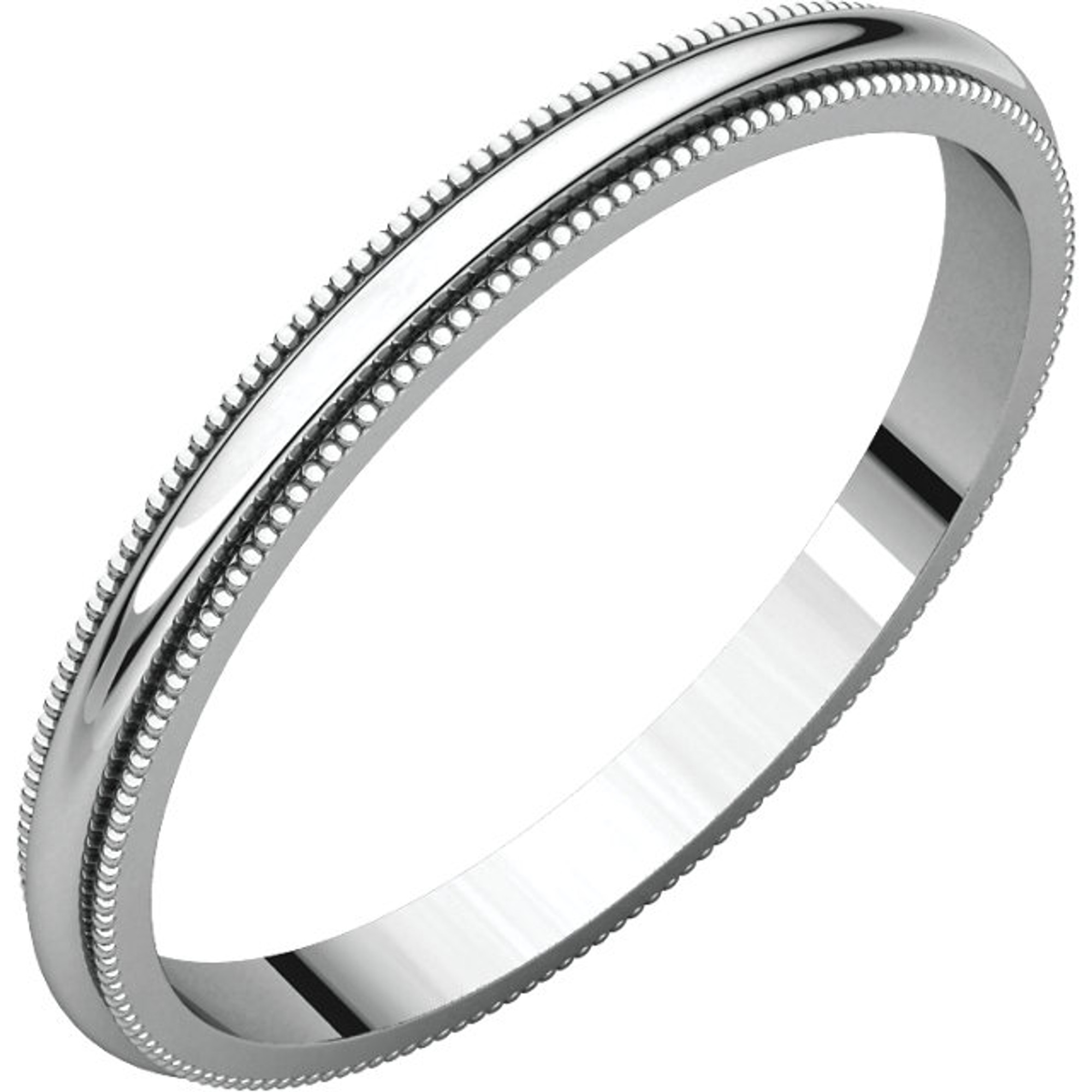 2mm 950 Platinum High Polished Milgrain Wedding Band Sarraf