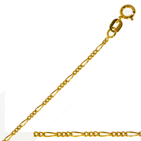 14k Gold 1.3mm Figaro Chain Anklet 9 