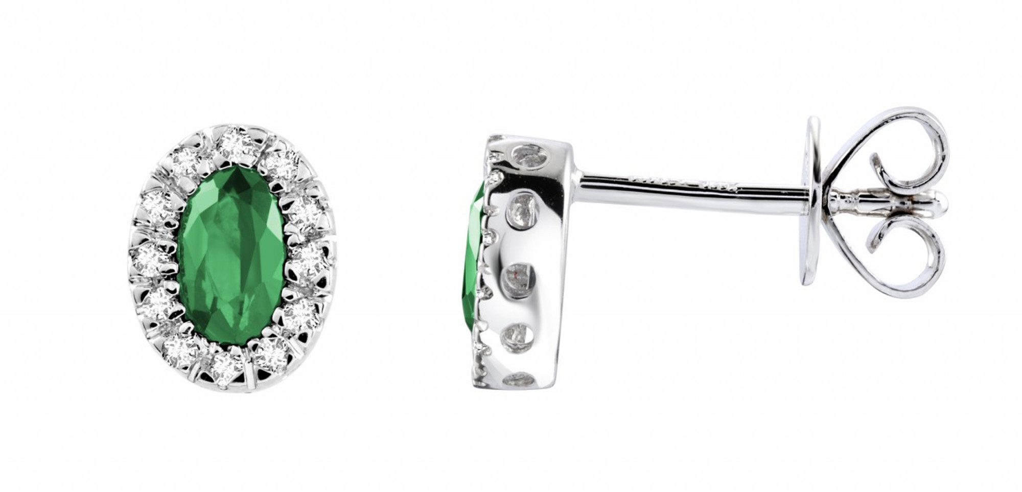 Emerald Earrings with Diamond Halo – Ziva Jewels