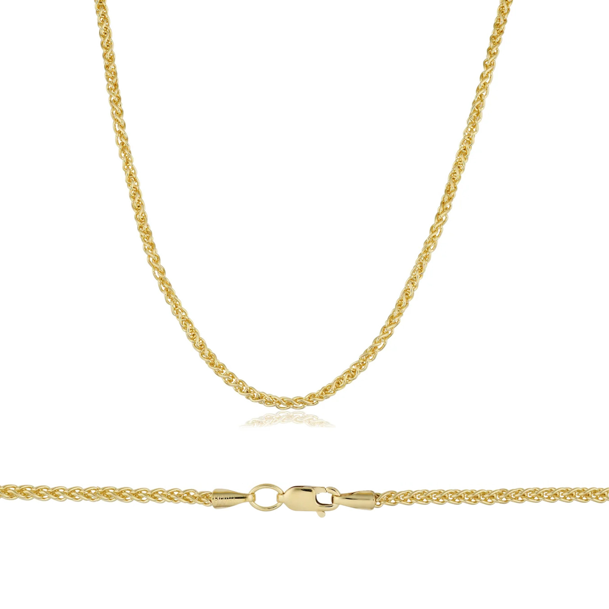 1.0mm Diamond-Cut Spiga Chain Necklace in 18K Gold - 18