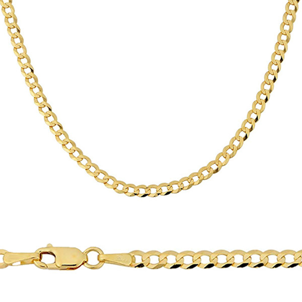10k Gold 4mm Flat Curb Chain 16 Inches 
