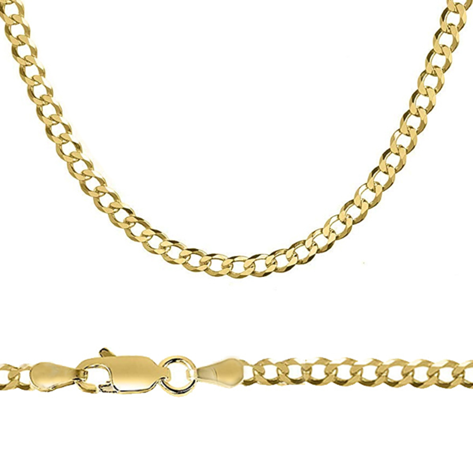 10K Hollow Gold Curb Chain Necklace