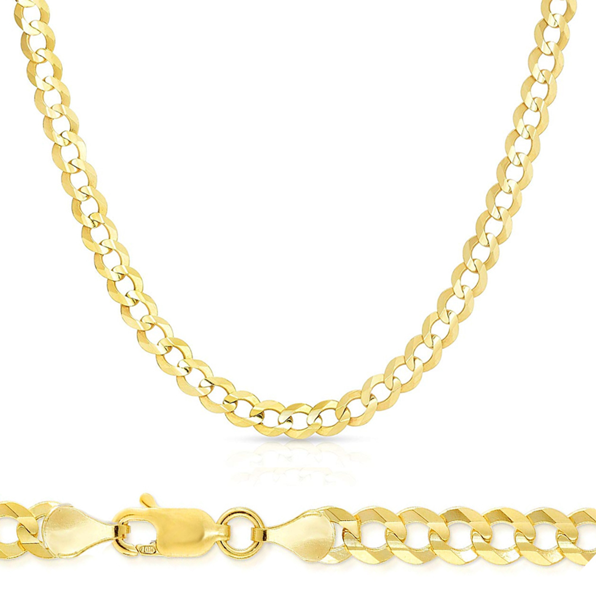 10k Gold 6mm Flat Curb Chain 22 Inches 