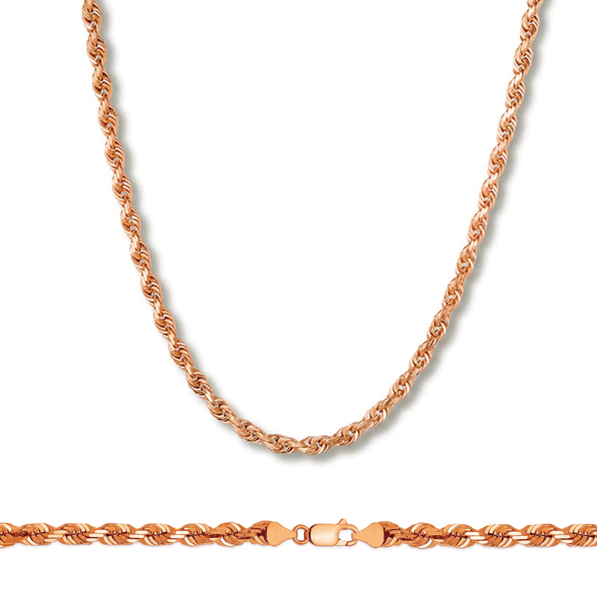 14k Rose Gold 4mm Rope Chain 20 In