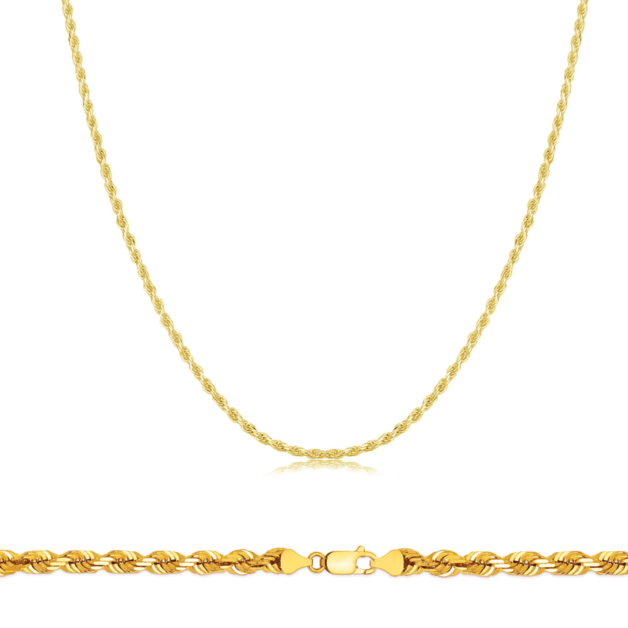 10k Gold 1.5mm Diamond Cut Rope Chain 18 Inches | Sarraf.com