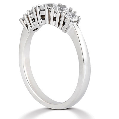 18K White gold .75 ct 5 Round Diamond Anniversary Prong Set Ring