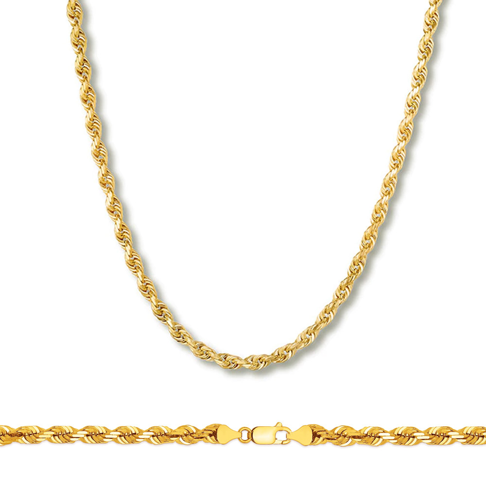 14k Gold 4 Mm Italian Diamond Cut Rope 