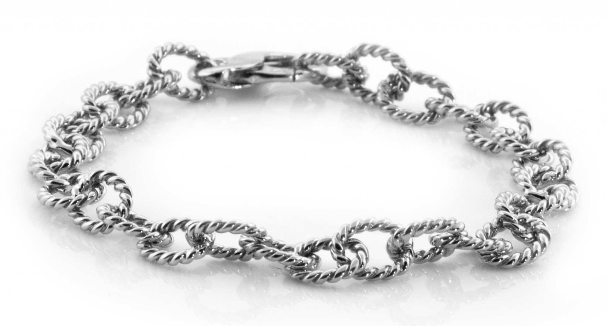 14k White Gold 6.3mm Twisted Rolo Bracelet 7 Inches