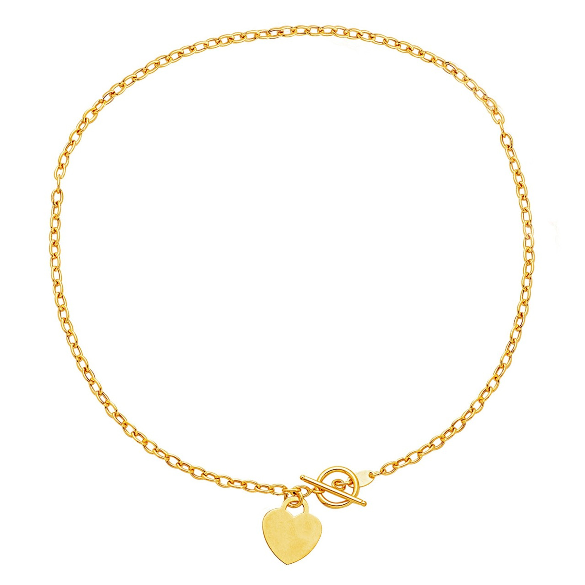 14k Gold 3.5mm Id Heart Toggle Necklace 17
