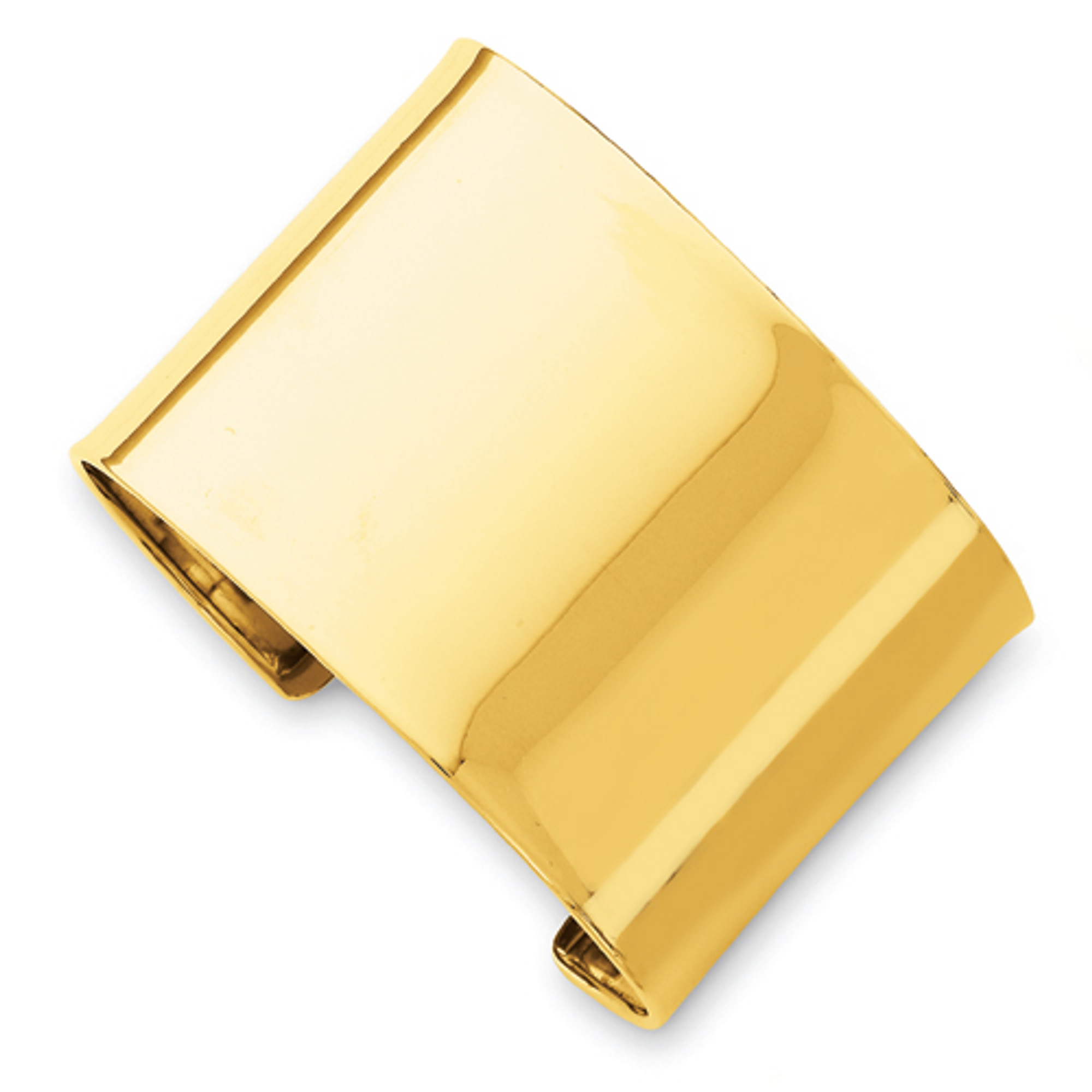 14K Gold Polish Flat Cuff Bangle (46mm)