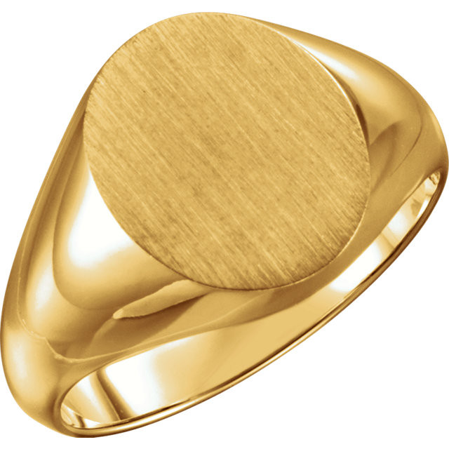 14k Gold Men's Oval Ring 14 mmx12 mm Solid Back