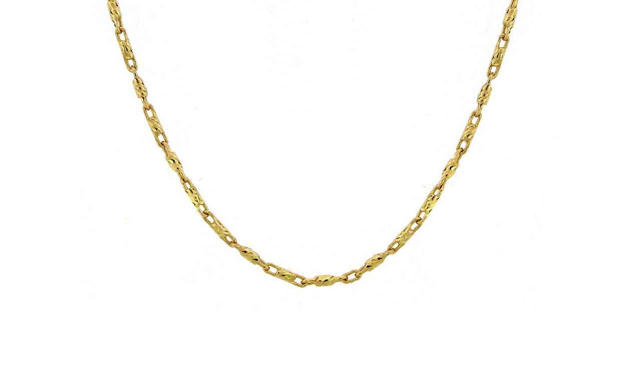 14k Gold Diamond Cut Bar Chain Necklace 