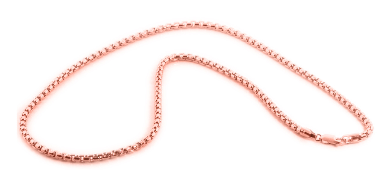14k Rose Gold 3.5mm Round Box Chain Necklace 22 Inches
