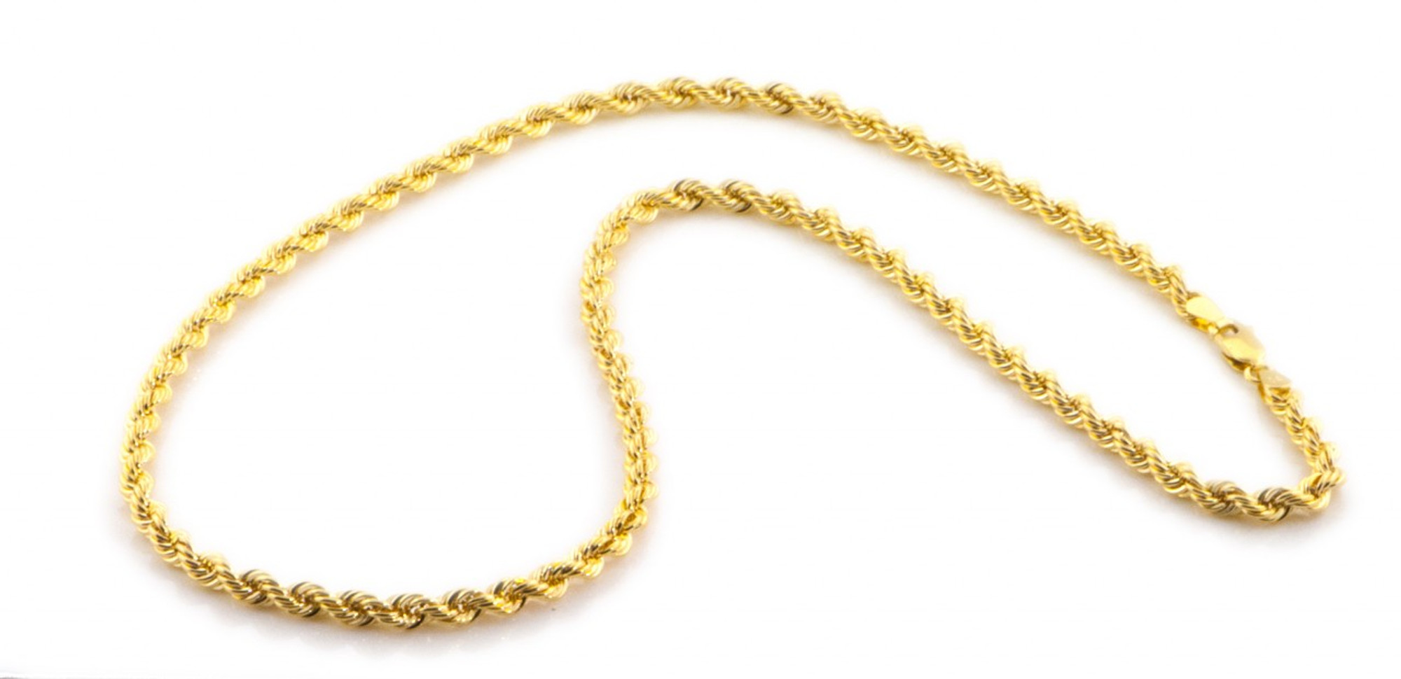 14K Yellow Gold 4mm Hollow Rope Chain 24 Inches