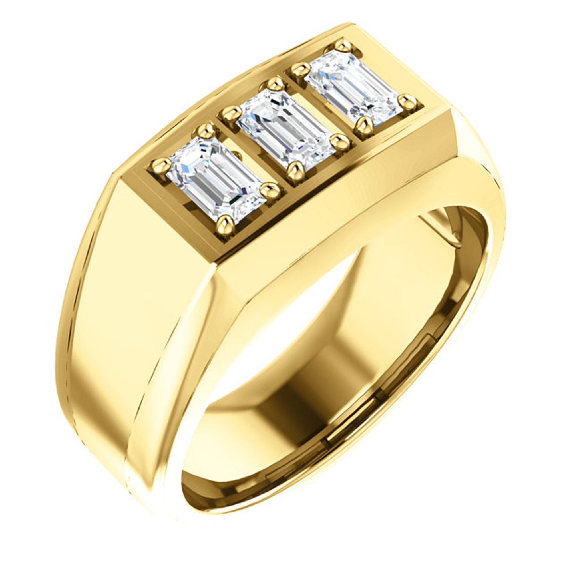 Jewelili Men's Statement Diamond Ring with Natural White Round Diamonds in  10K Yellow Gold 2.00 CTTW