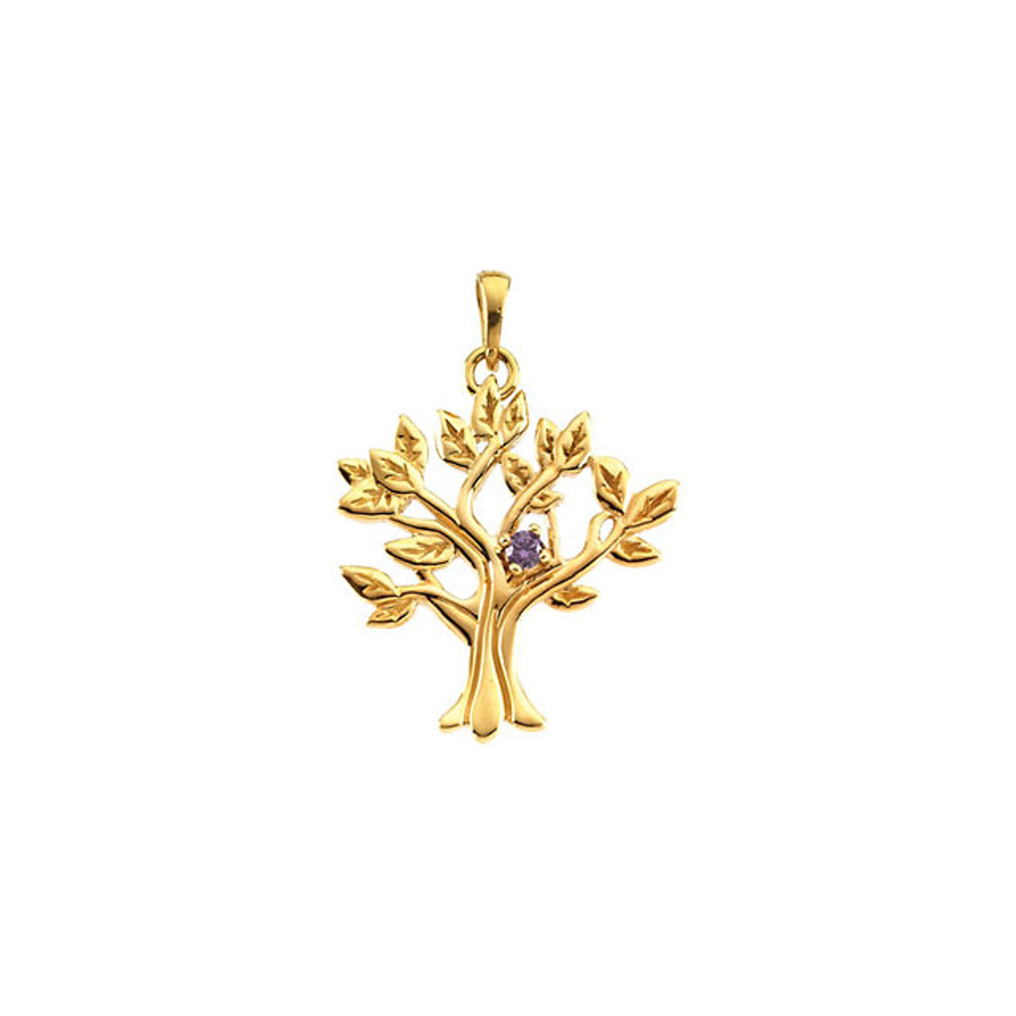 14K Yellow Gold Mothers Family Tree Pendant Up to Nine Stones