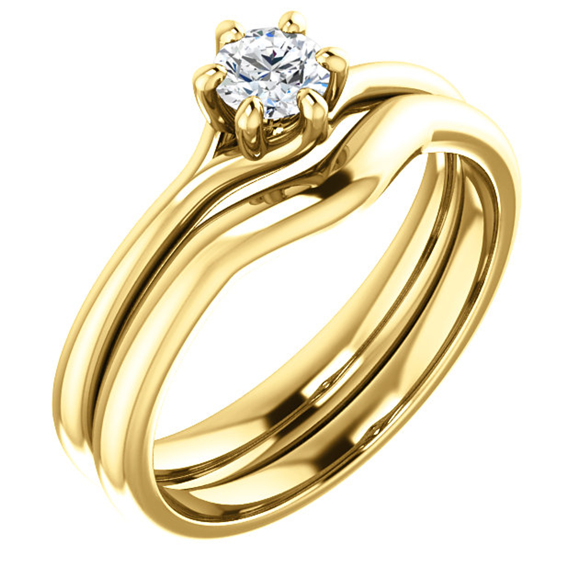 Simple Diamond Bridal Set 1/2 ct Diamond / 14K Yellow