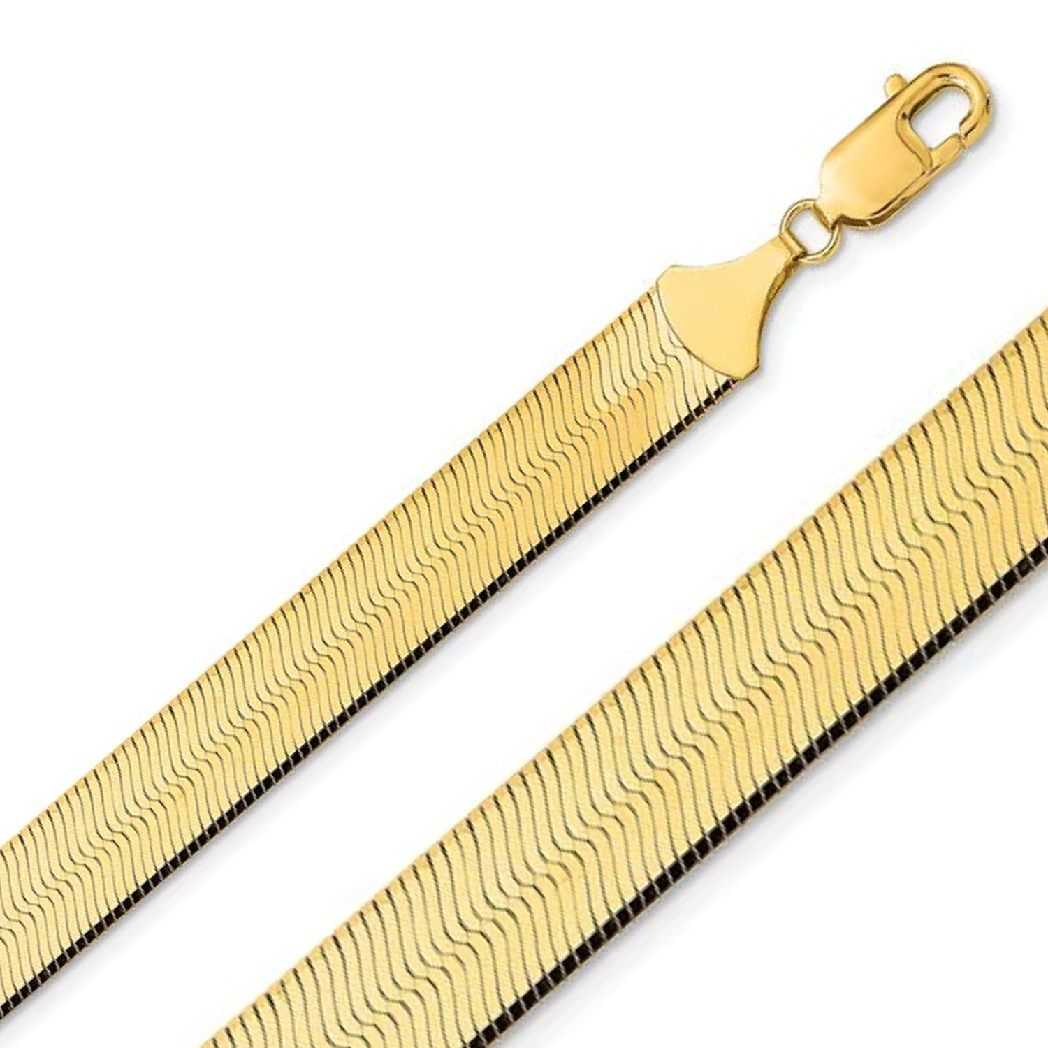 10k Yellow Gold 12mm Herringbone Chain Bracelet 8 Inches