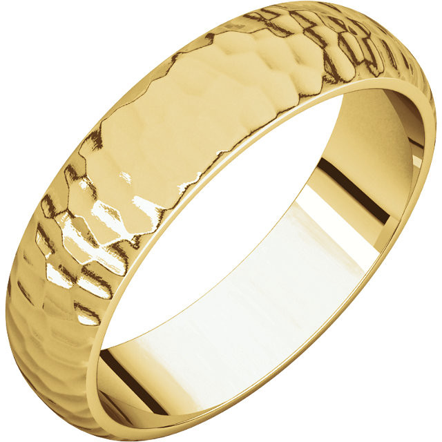 14k Yellow Gold 5mm Hammer Finish Wedding Band