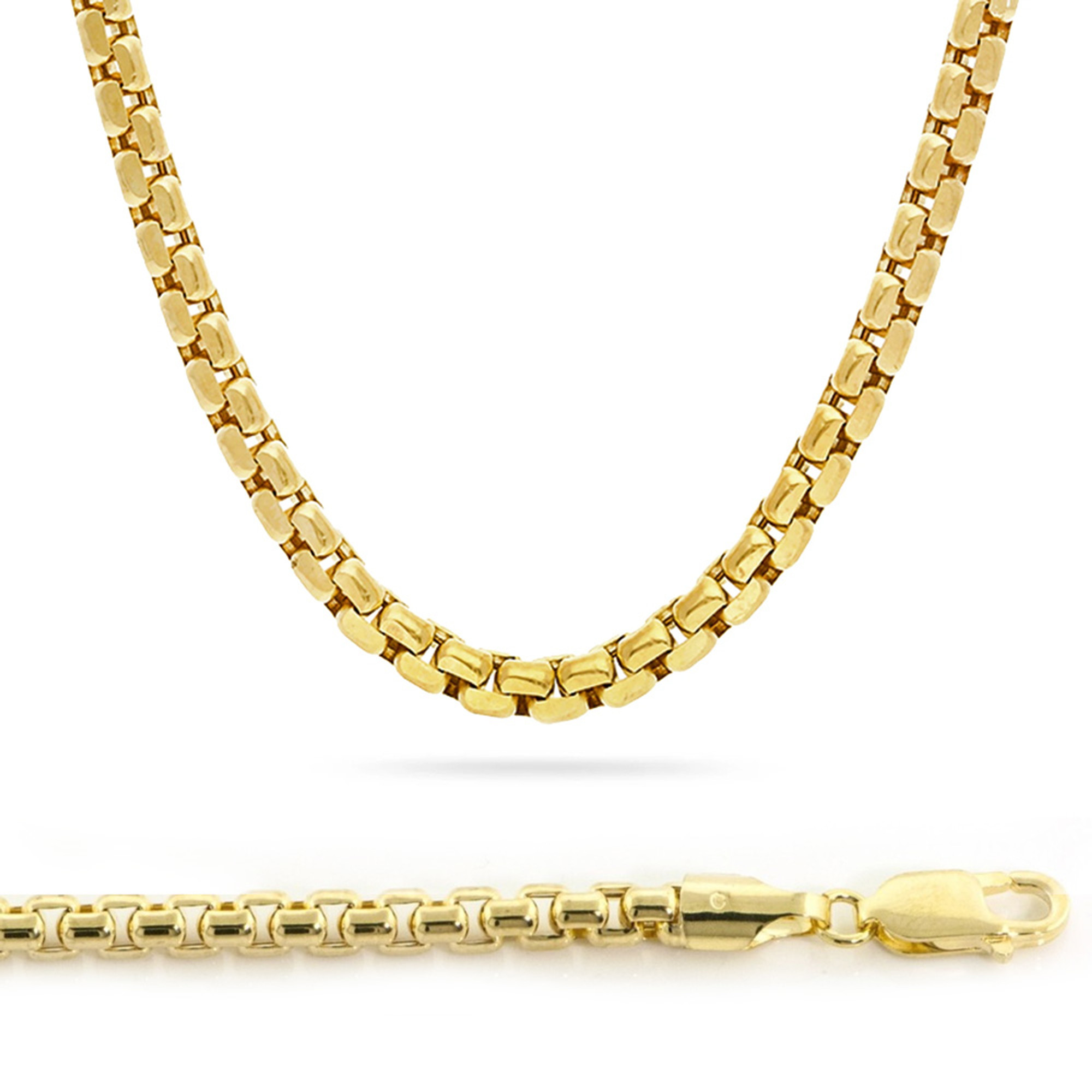 10k Yellow Gold 5mm Round Box Chain 