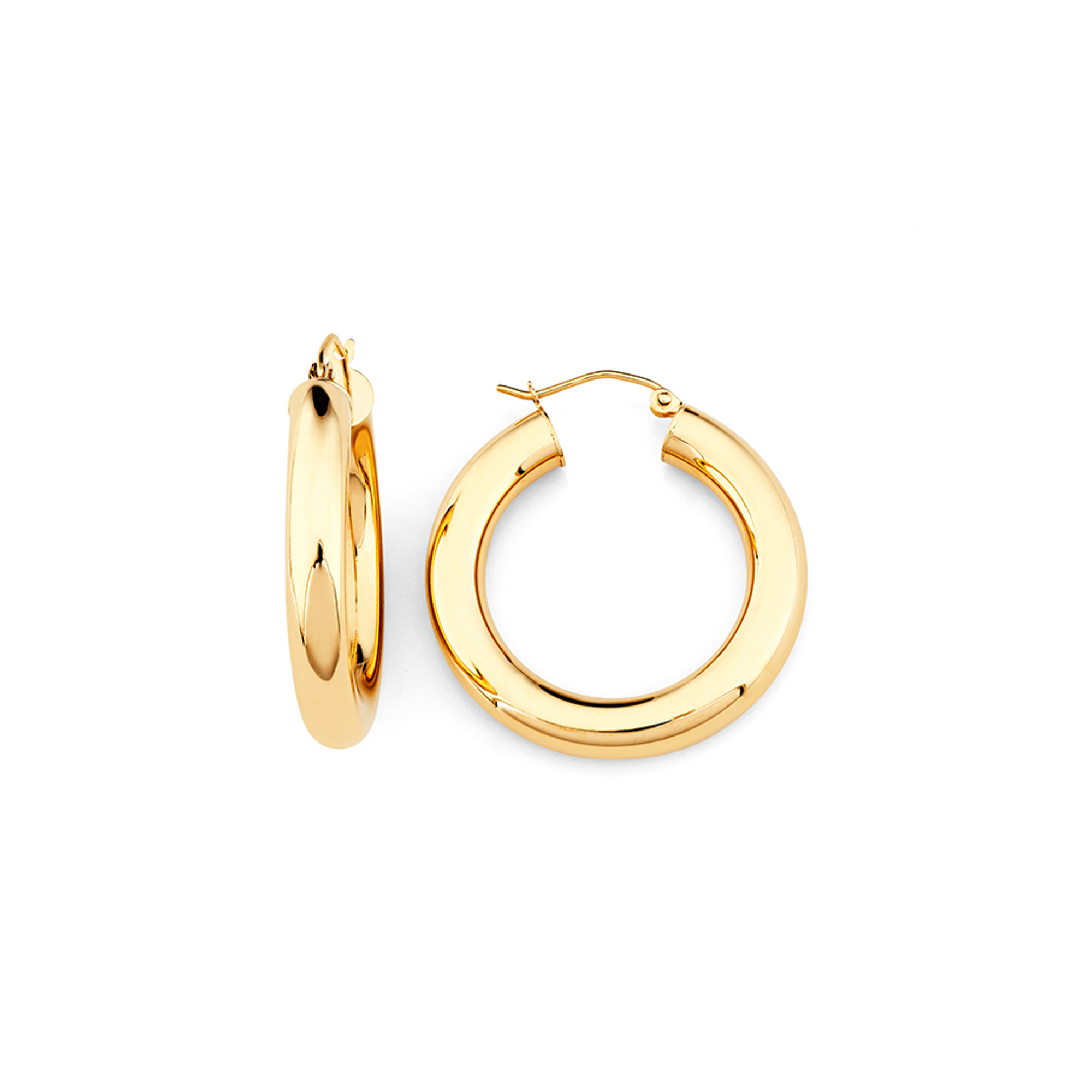 14K Yellow Gold 5 Mm By 30Mm Wide High Polished Hoop Earrings | Sarraf.com