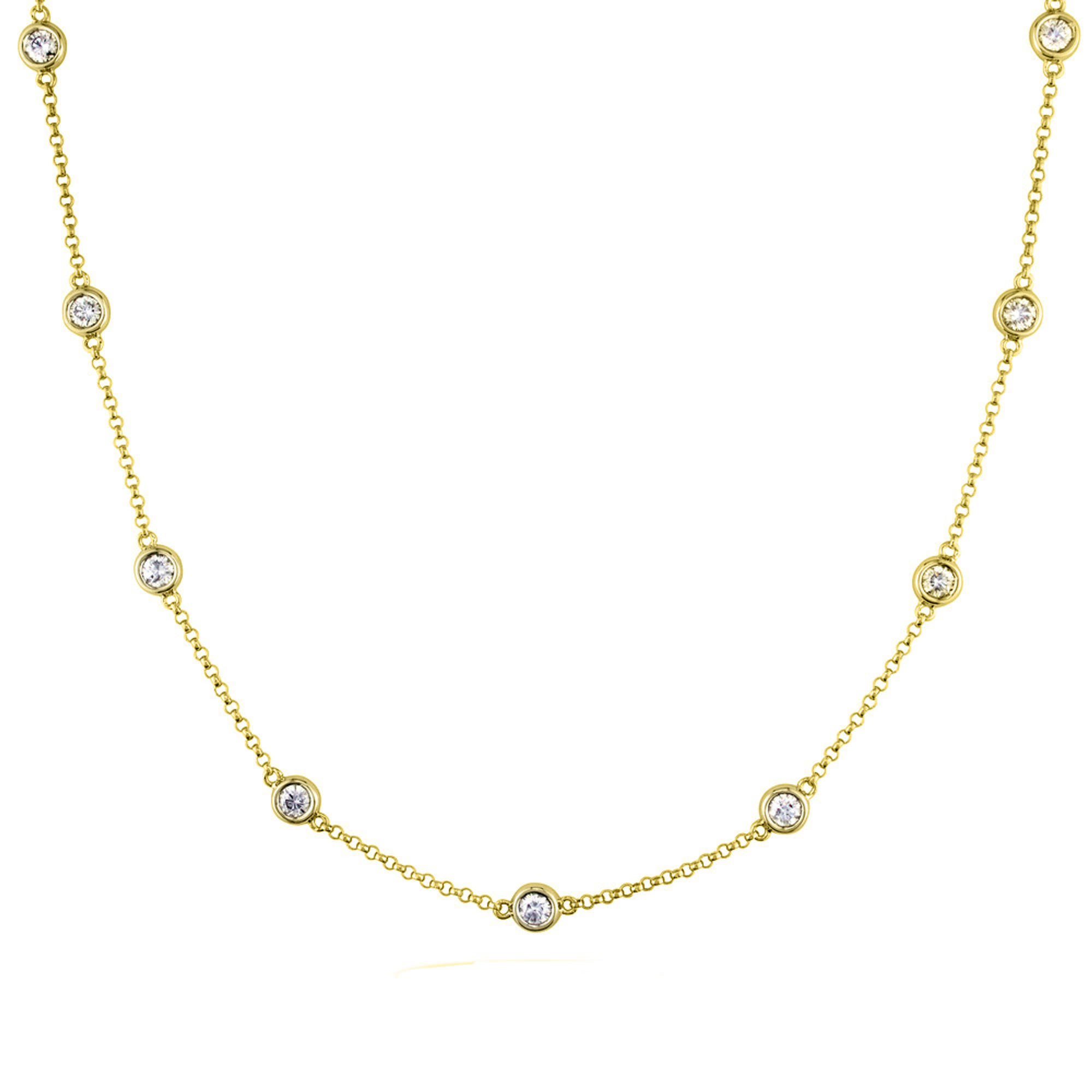 18K Yellow Gold Diamond by the Yard Necklace 87 Diamonds 2.26ct. H Color  Vsclarity 18 Inches Adjustable Length - Etsy