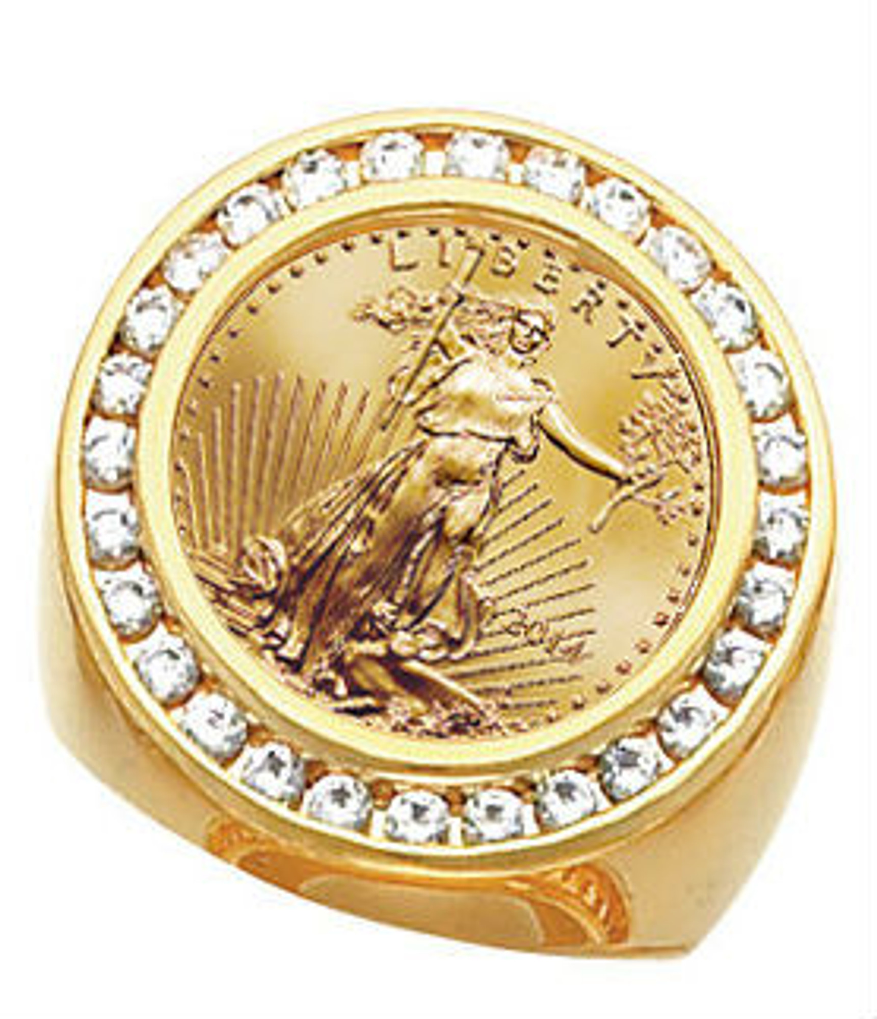 14k Gold Men's Coin Ring With 1907 Us 2 1/2 Dollar Gold
