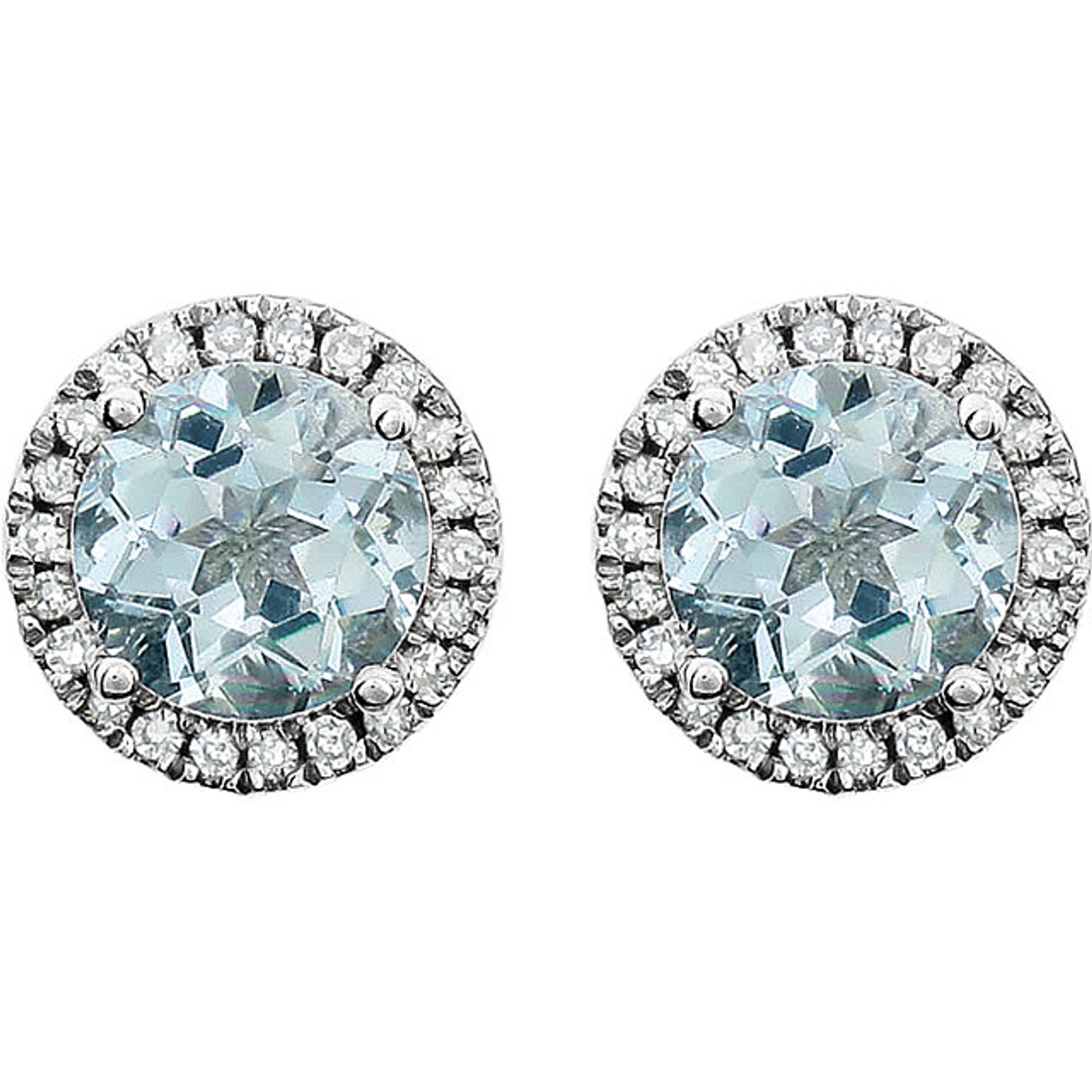 14 Karat Yellow Gold Aquamarine and Diamond Earrings at 1stDibs