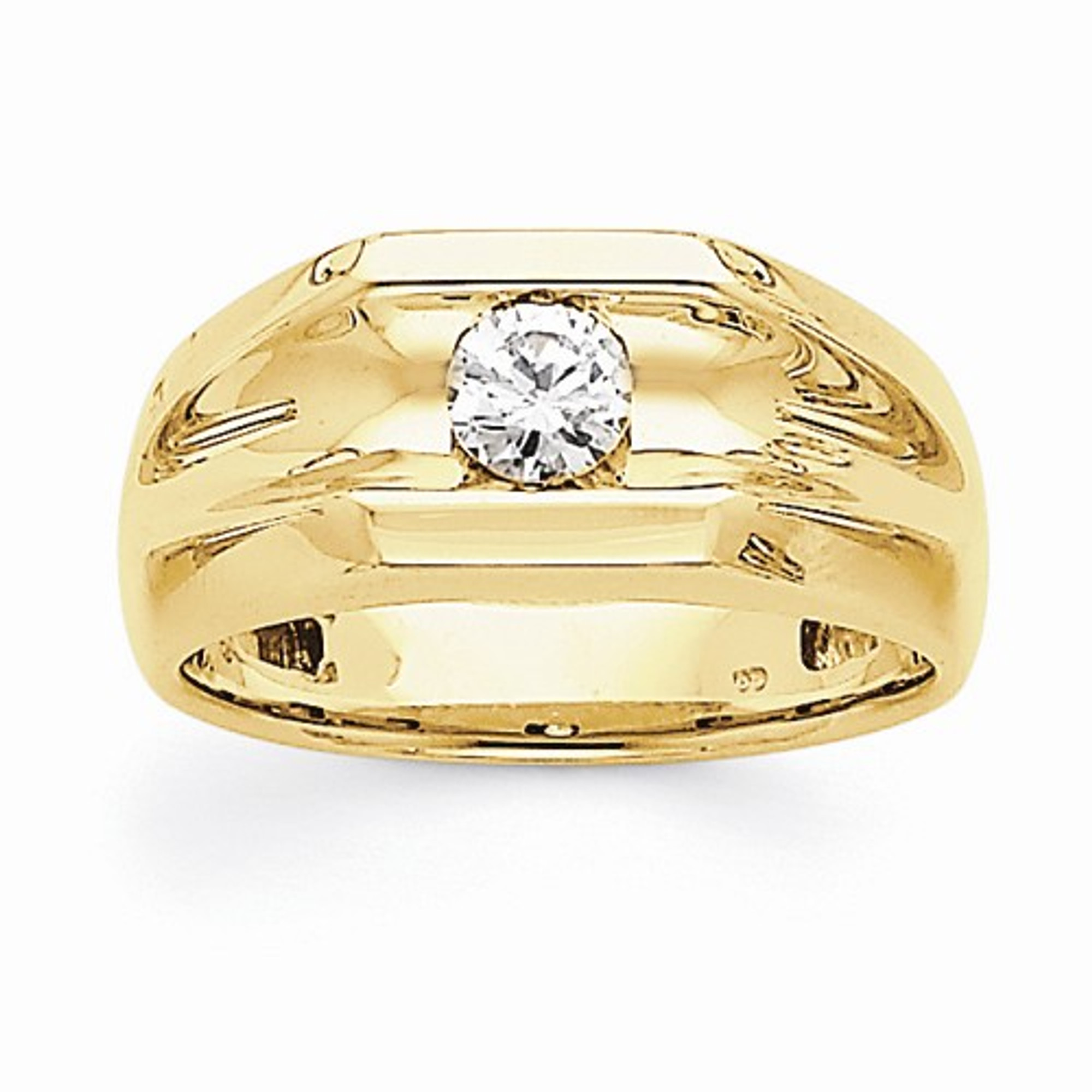 14k Yellow Gold Mens Solitaire Diamond Ring Band 1/2 ctw Chanel Set