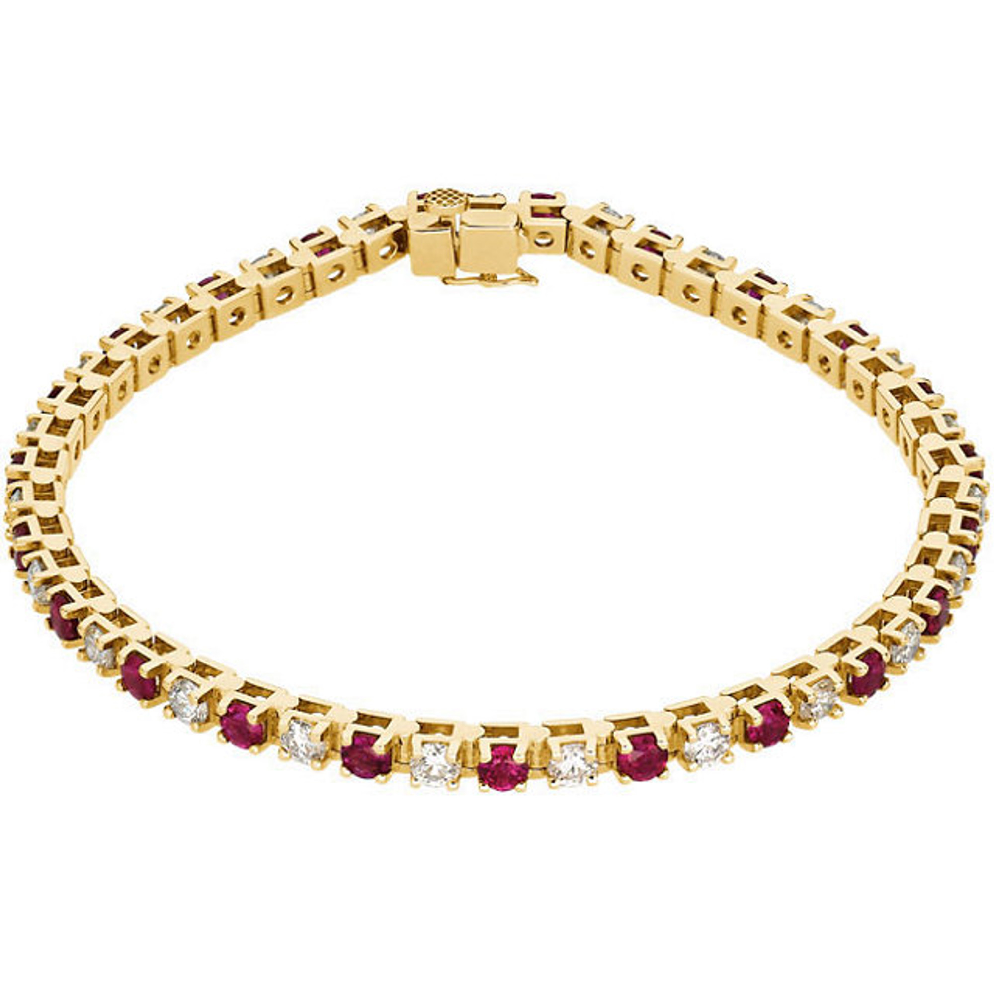 14kt Yellow Gold Ruby & 2 3/8 CTW Diamond Tennis Bracelet 7.25