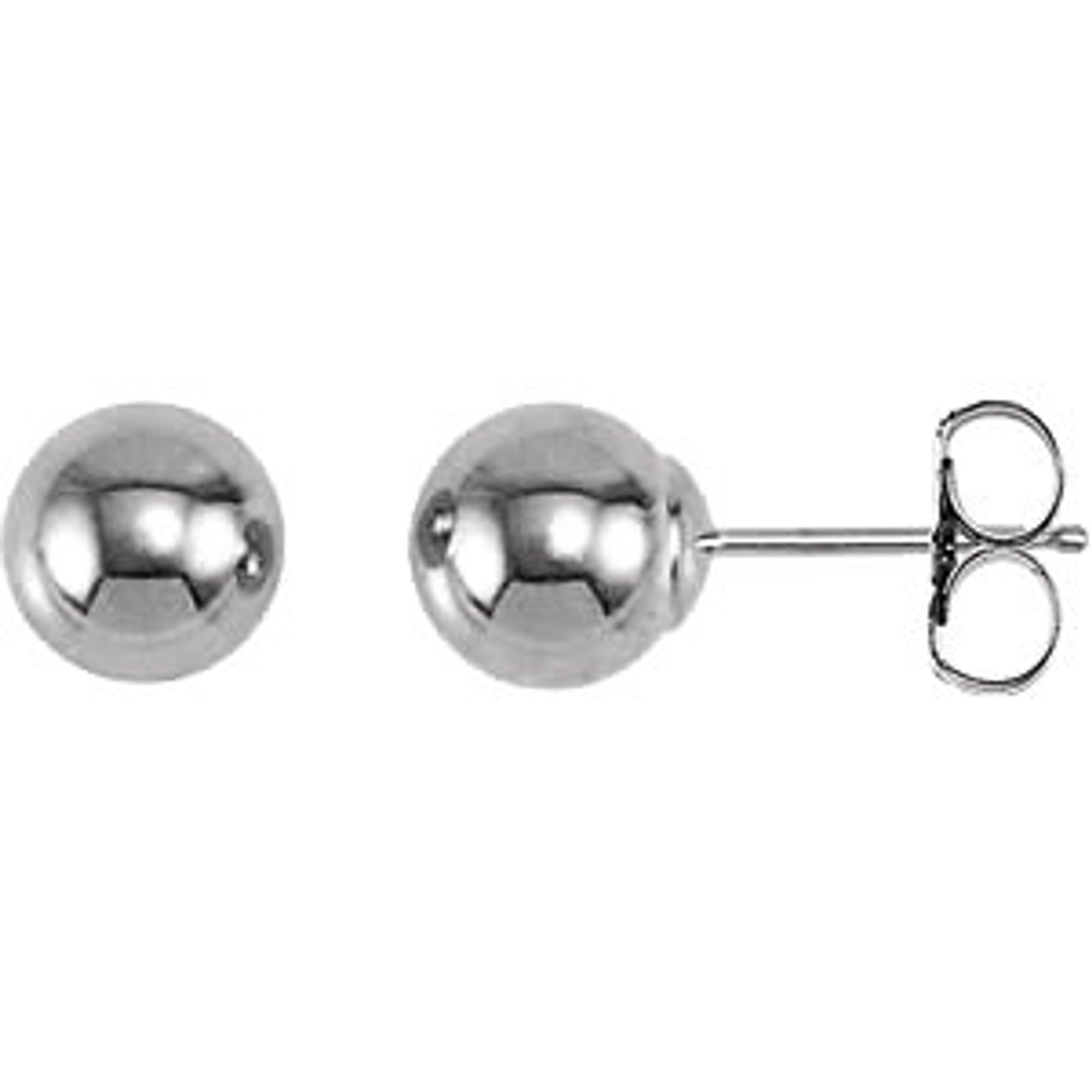 14kt White Gold 6mm Ball Earrings with Bright Finish | Sarraf.com