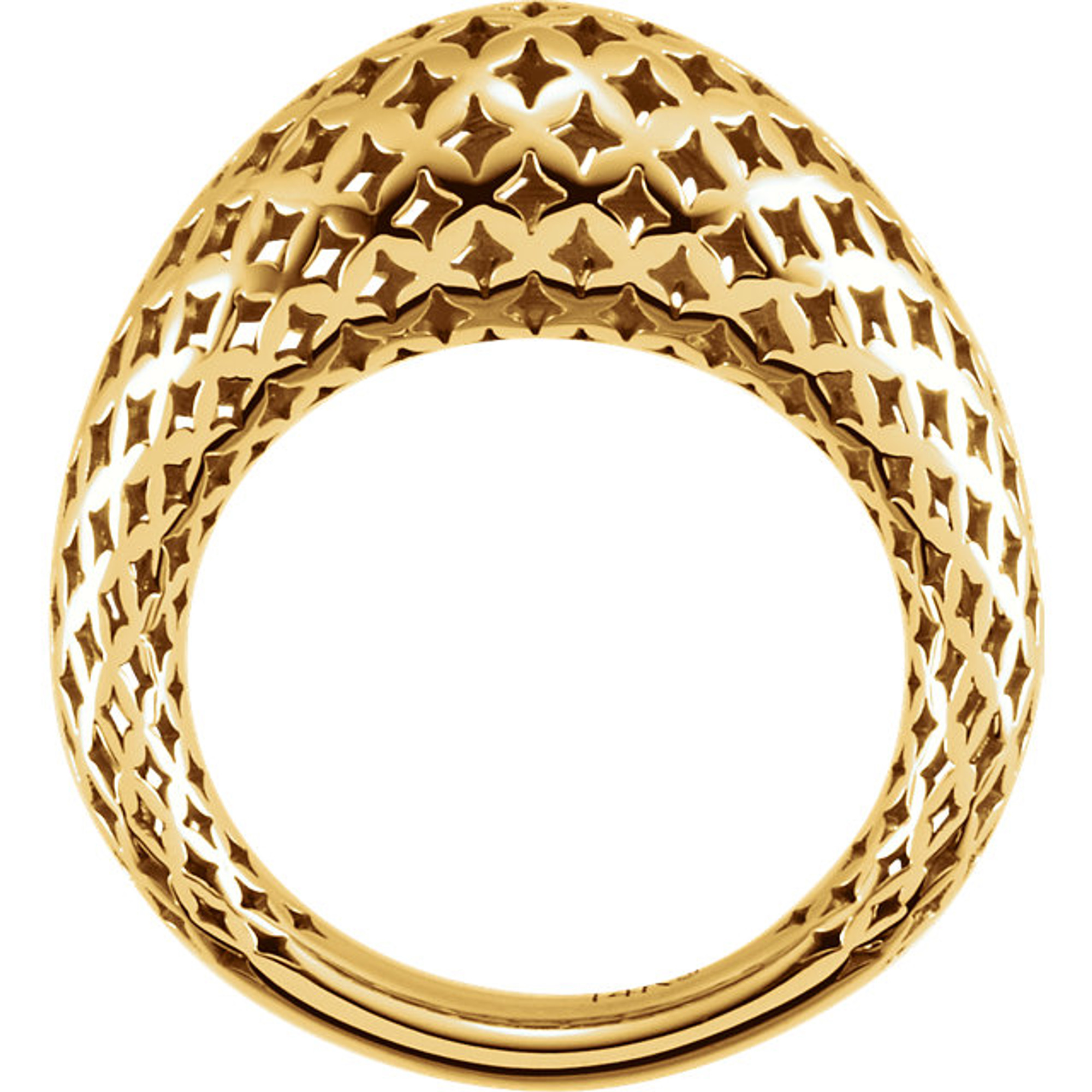 14K Gold Pierced Design 10mm Cigar Band Dome Ring | Sarraf.com