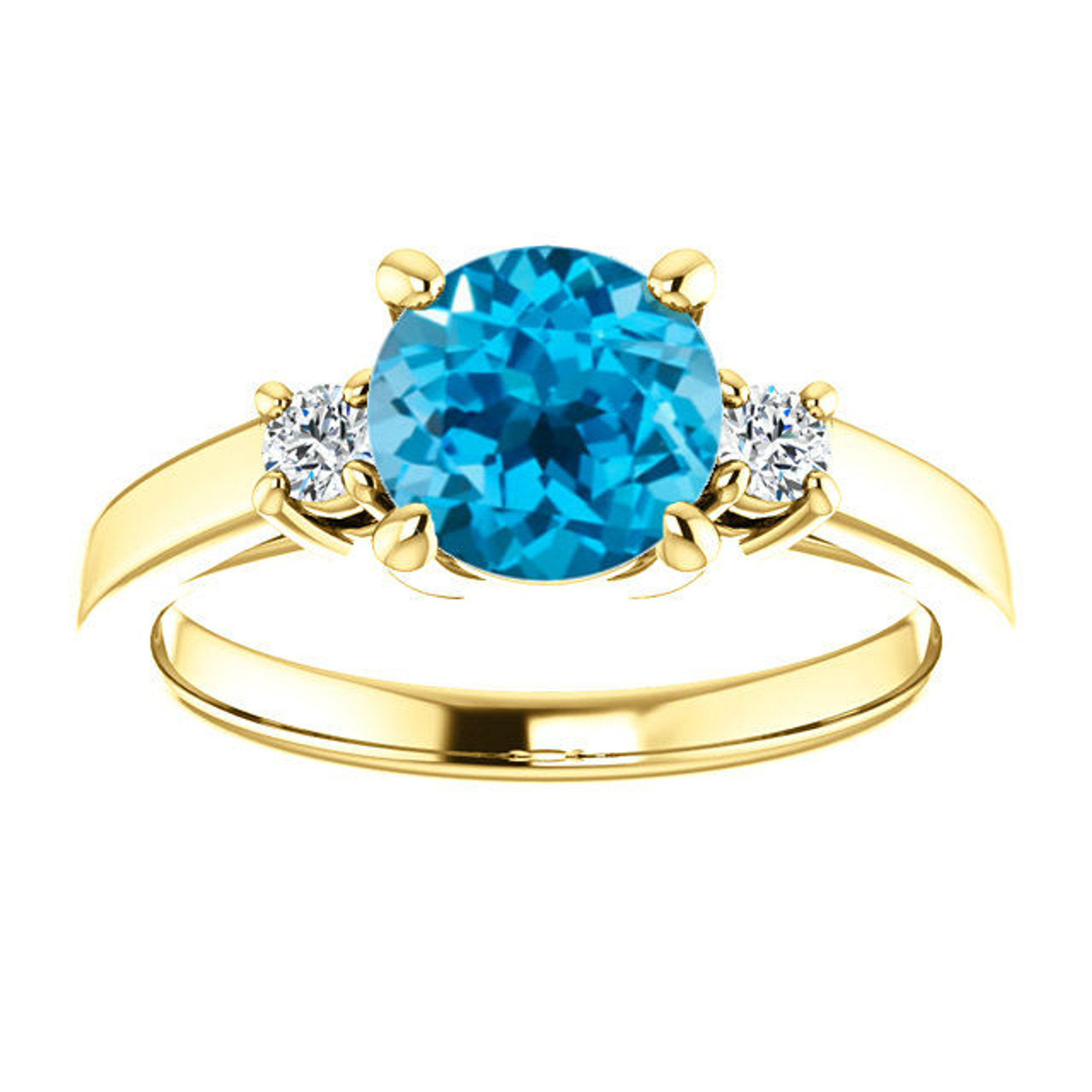 14 Karat Yellow Gold Three Stone Round Shape Diamond with Be | Corinth  Jewelers | Corinth, MS