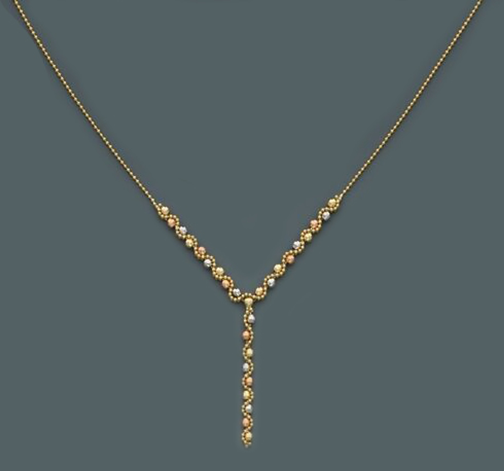 14k Tri Gold Beaded Chain