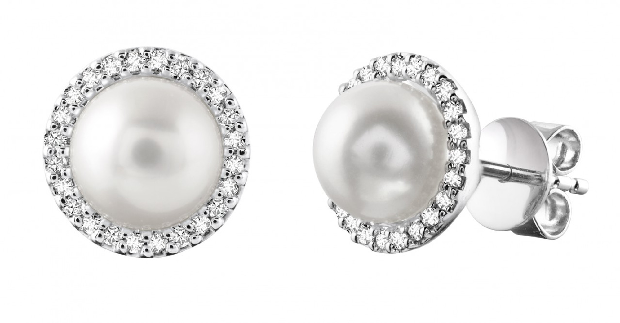 Pearl surrounded by diamonds earrings Outlet