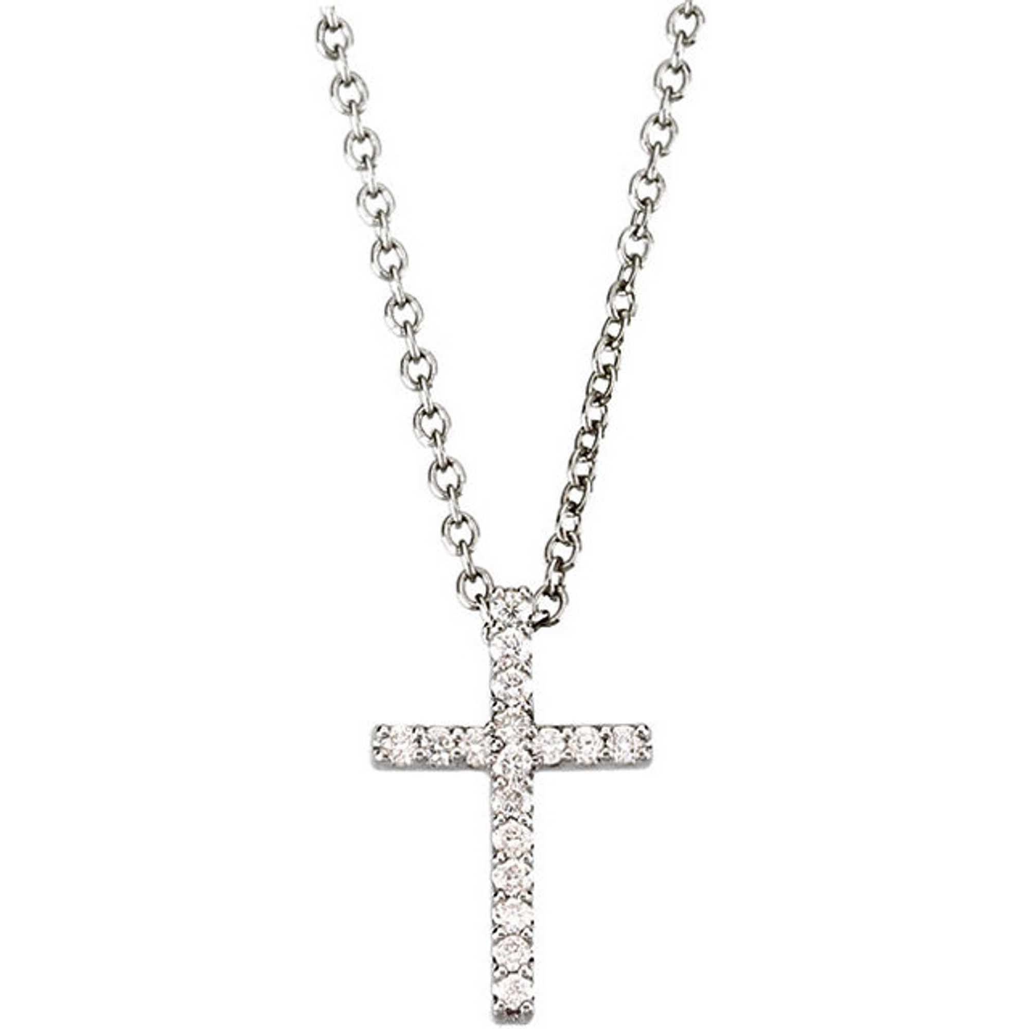 Men's Stainless Steel Small Brushed and Polished Cross Necklace, 18 In -  The Black Bow Jewelry Company