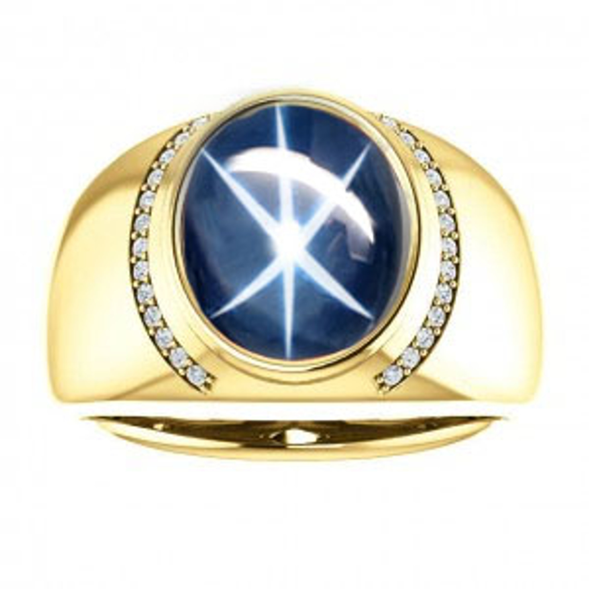 Buy Blue Star Sapphire Ring 14k White Gold Online in India - Etsy