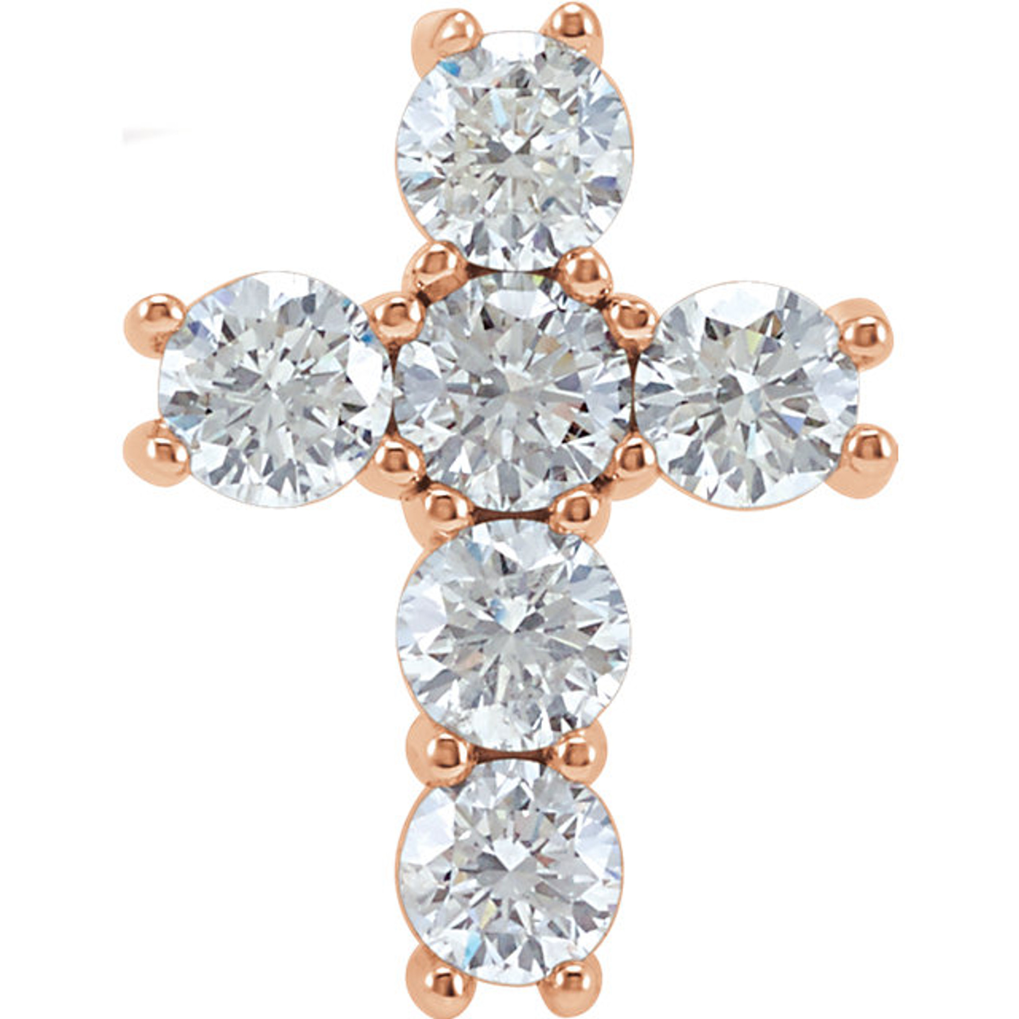 14k Rose Gold 12.6mm Tall 1 2 ct Diamond Cross Pendant Sarraf