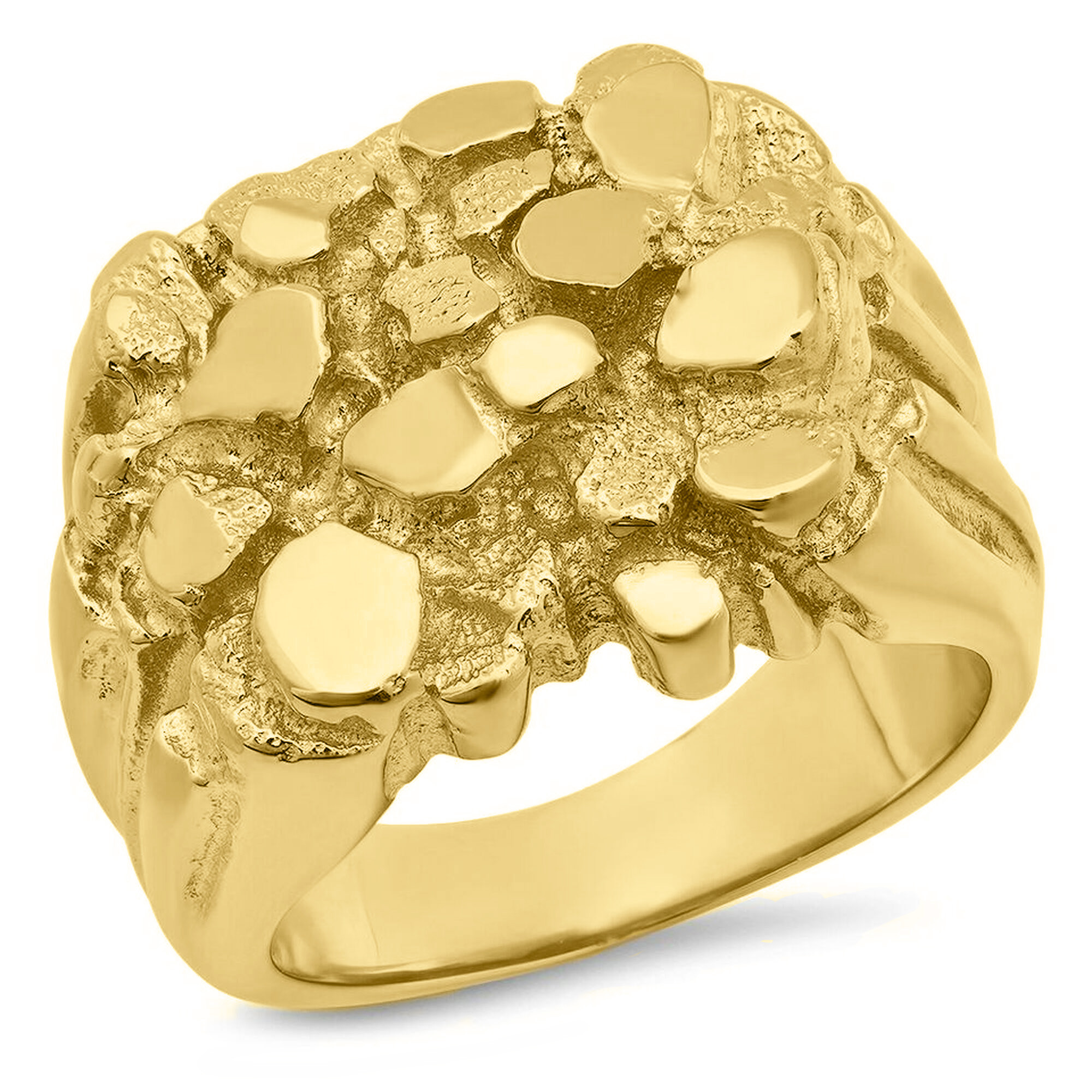 18K Gold Mens 15MM X 20MM Nugget Ring | Sarraf.com