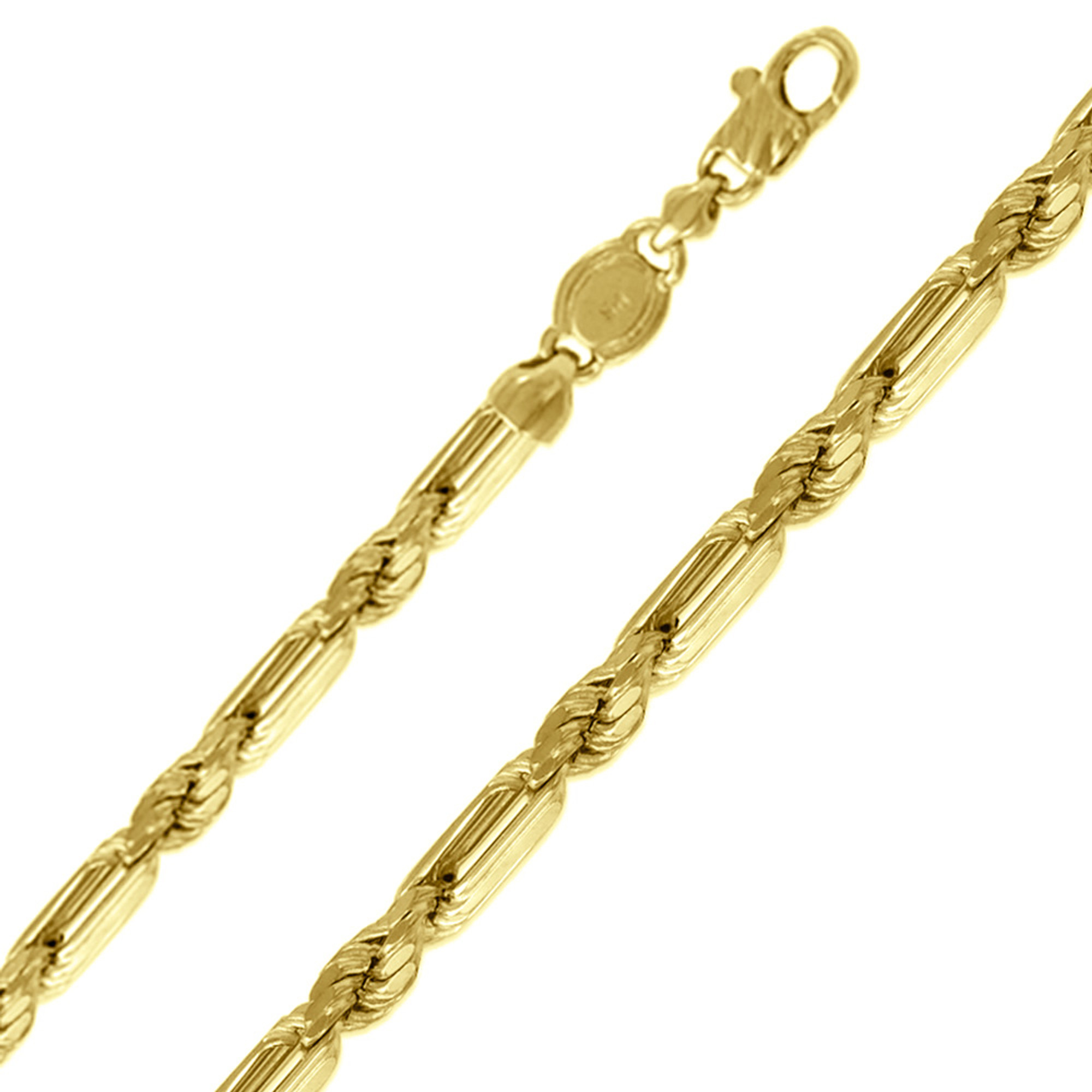 14k Gold Rope Chain Sailor Lock Clasp Necklace 5mm Straw -  Israel