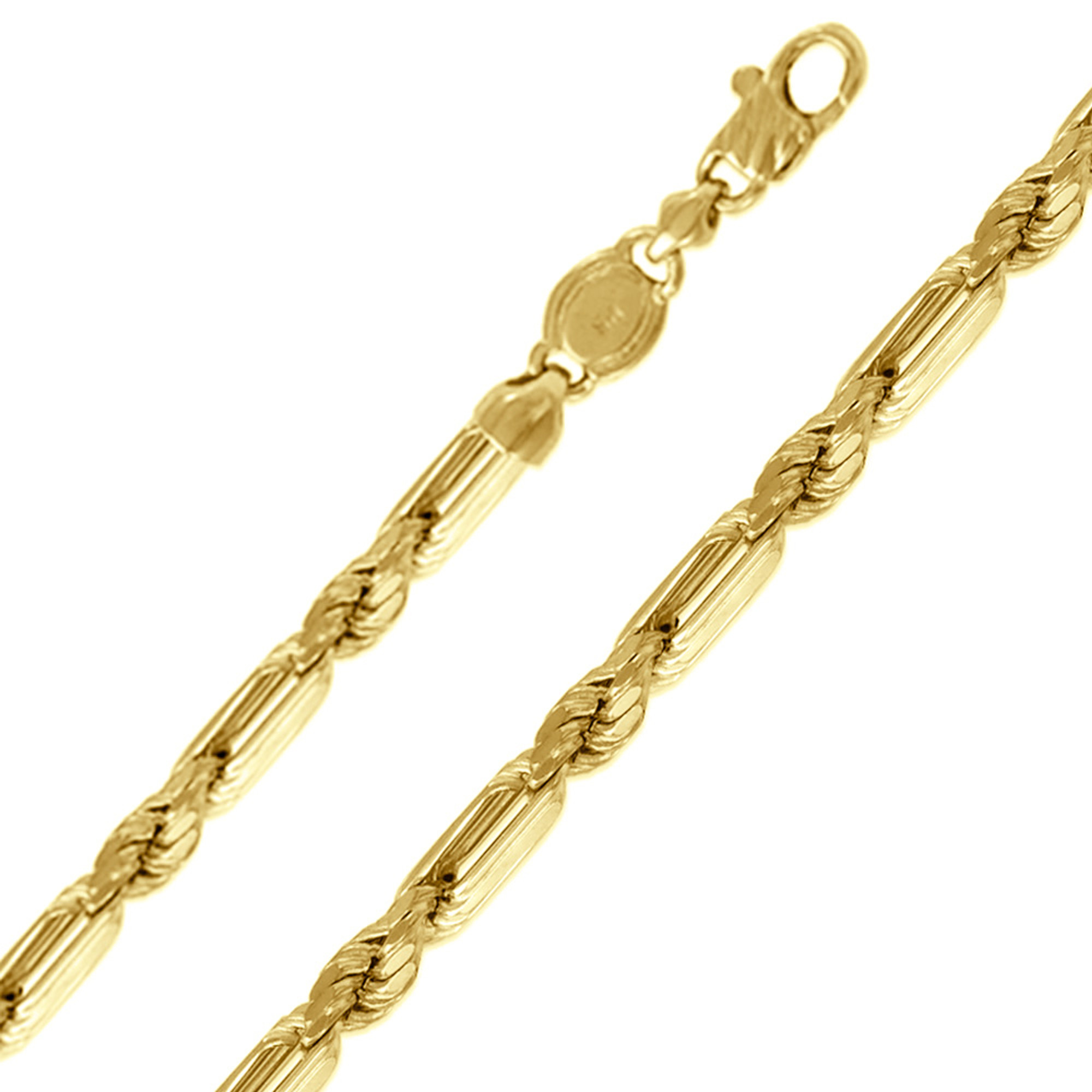 14k Gold 7mm Yellow Gold Milano Rope Chain Necklace 30 Inches | Sarraf.com
