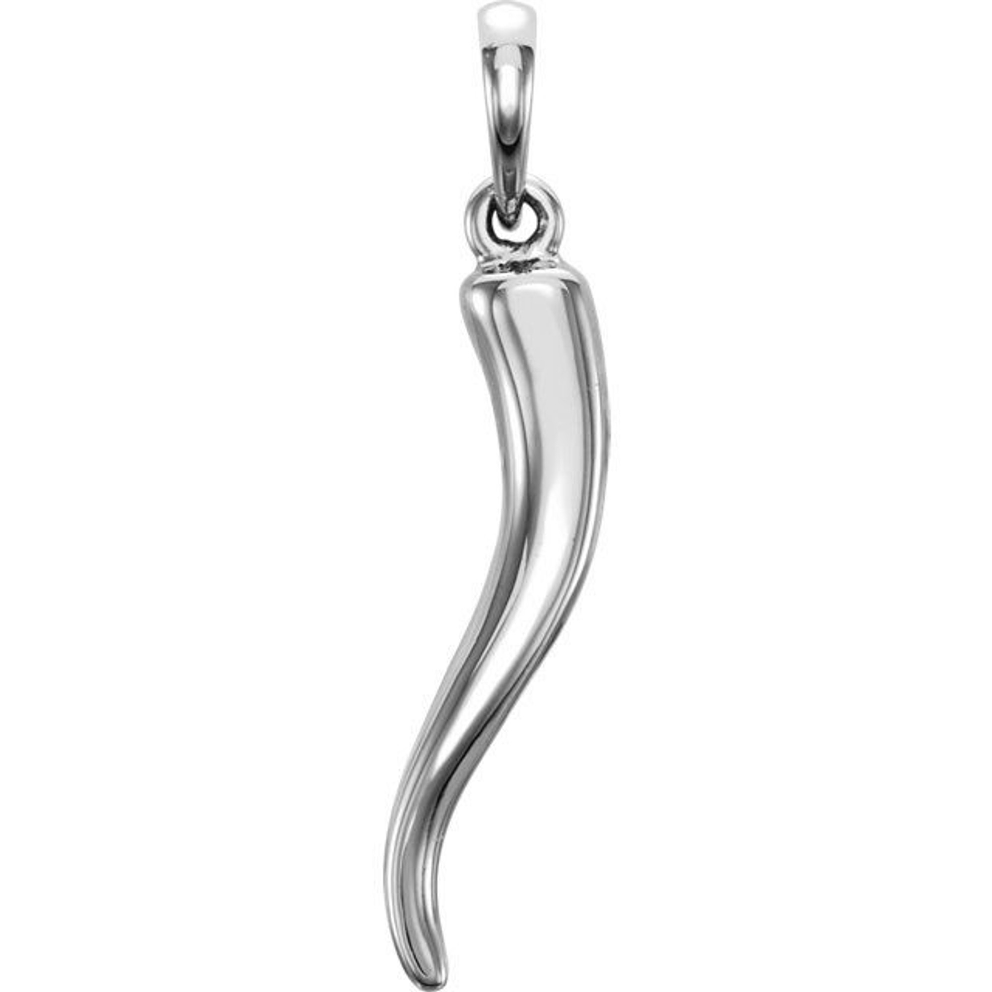 14k White Gold Solid Italian Horn Pendant 25.4mm | Sarraf.com