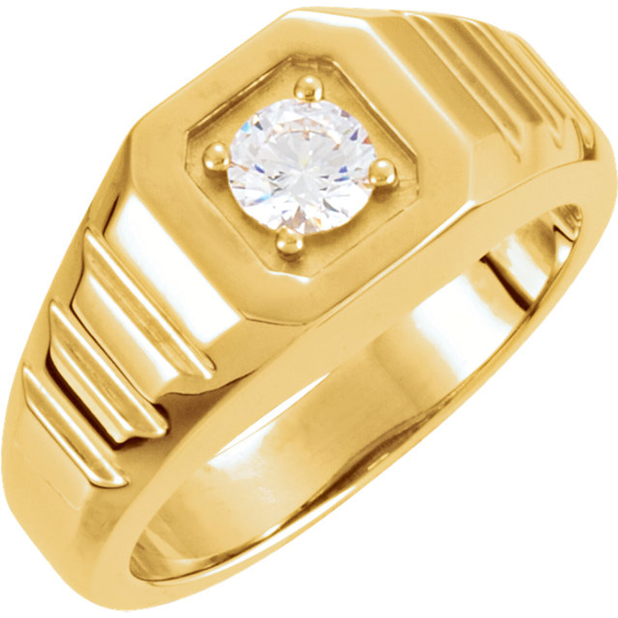 Men's Round Diamond Channel Engagement Ring in 14k Yellow Gold (1/3 ct. tw.)
