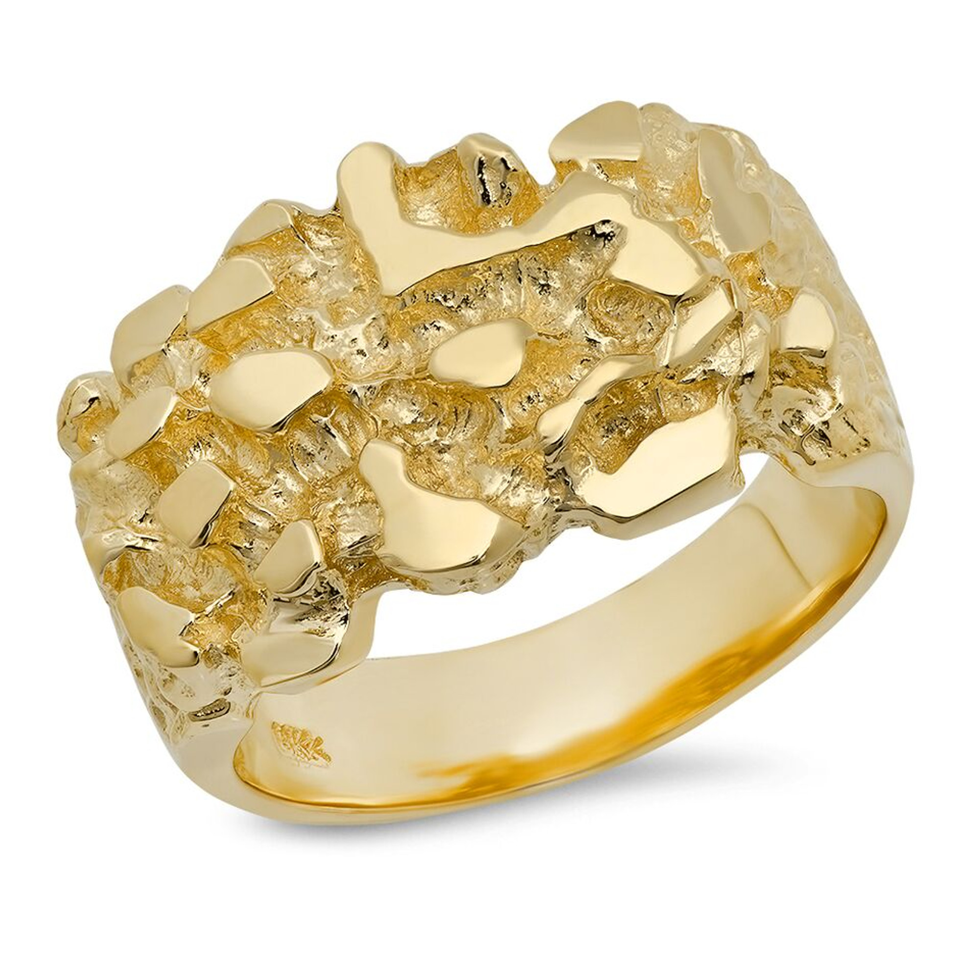 18K Gold Mens 11MM X 19MM Nugget Ring | Sarraf.com