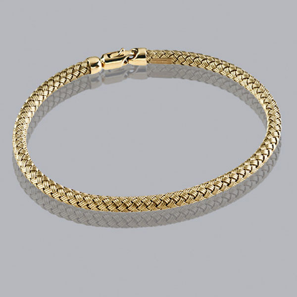 14k Gold 3.5mm Wide Basket Weave Braided Bangle 7.0"