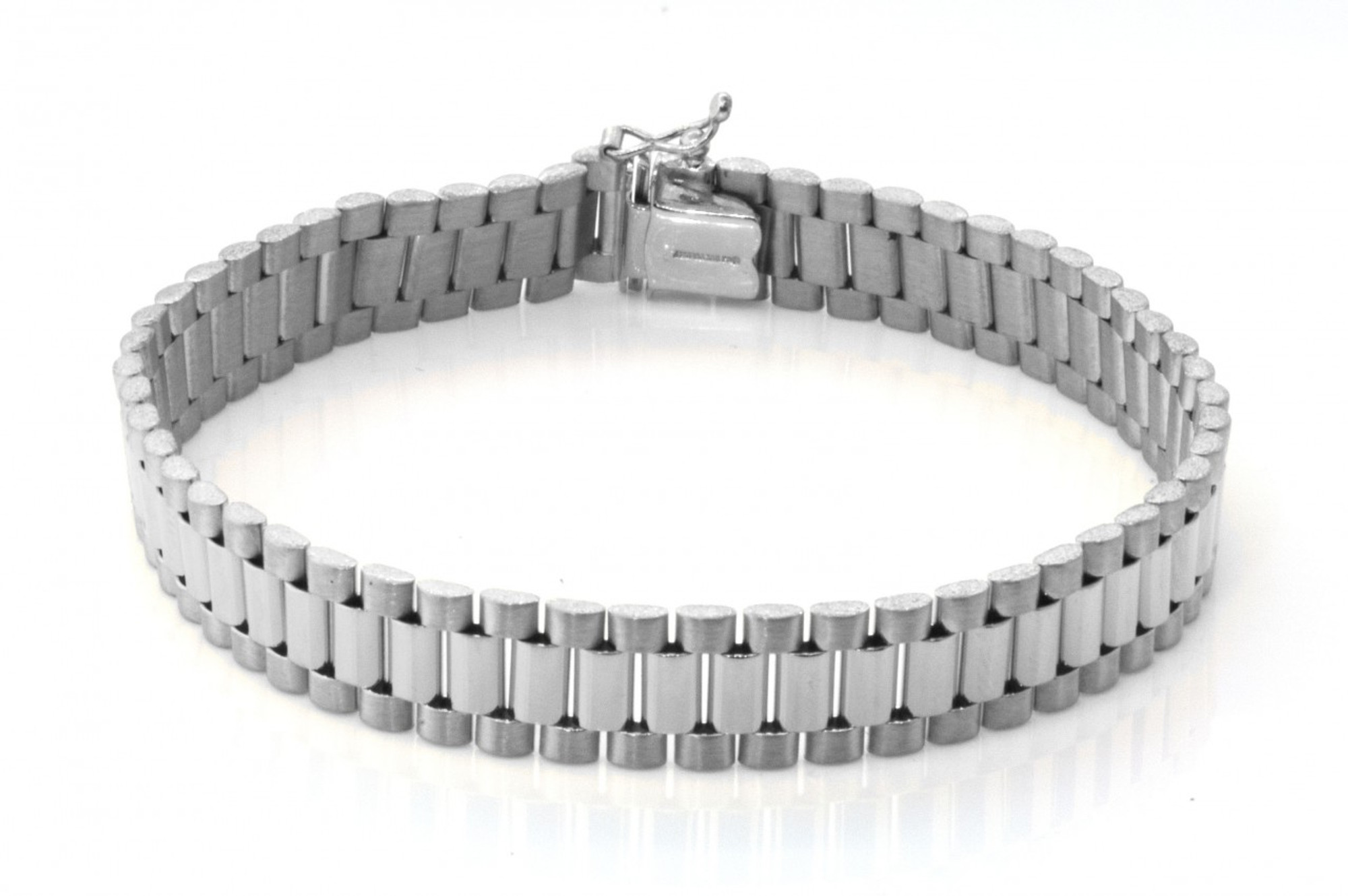 14k White Gold President Jubilee Bracelet 10 Mm Wide. 8.5