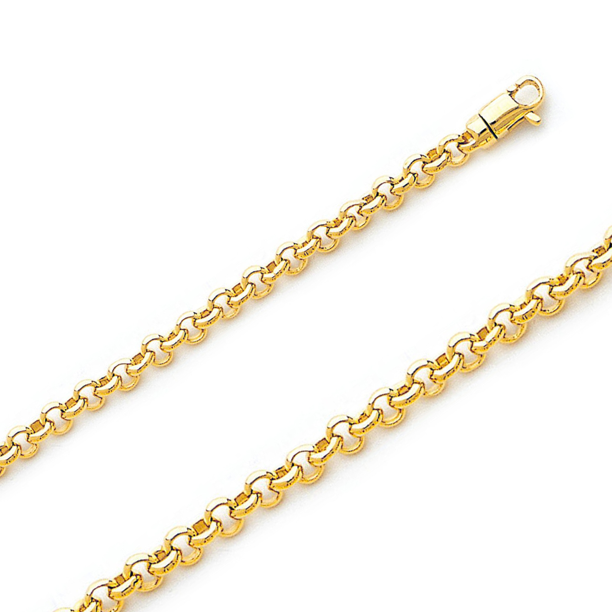 14K Yellow Gold 4mm Handmade Rolo Chain Necklace 40 Inches | Sarraf.com