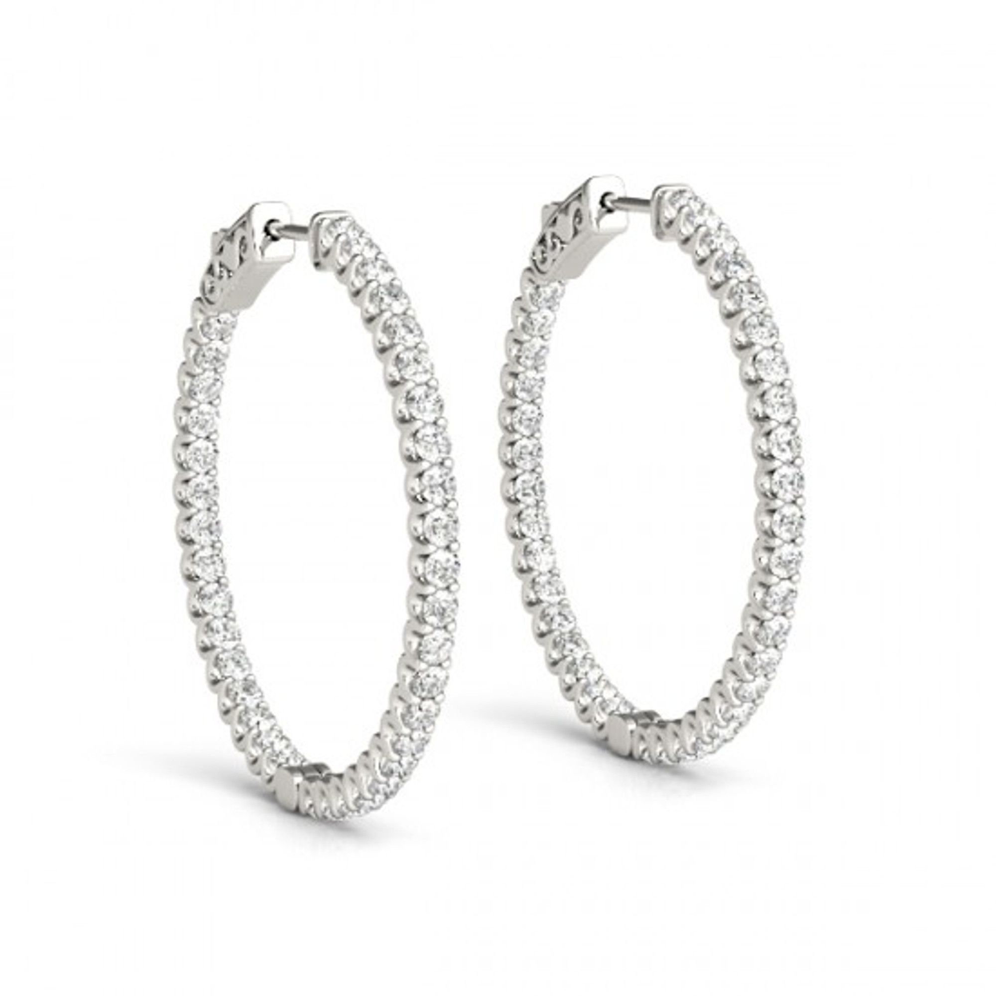 Classic Gold Hoop Earrings 25mm - 14K White Gold